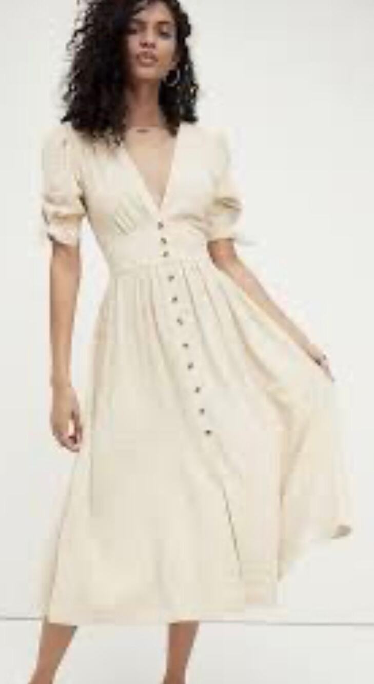 Free People Love of My Life Cotton Gauze Cottagecore Midi Dress Ivory Large Boho